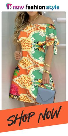 Orange Fashion Casual Print Bandage Off the Shoulder Short Sleeve Dress Dresses Non-stretch Sheath Dress For Summer, Non-stretch Sheath Mini Dress For Summer, Multicolor Sheath Summer Dress, Casual Sheath Mini Dress For Summer, Orange Fashion, Short Sleeve Dress, Wholesale Fashion, Rihanna, Fashion Casual