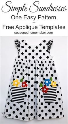 a polka dot dress with flowers on it and the text, simple sundresses one