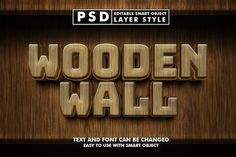 wooden wall text effect in photoshopped