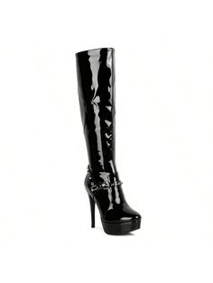 Daphne Stiletto Heeled Mid-Calf Boots are ideal party shoes with prism studded straps and a front buckle. These heeled boots are a statement. With front panelling and a lightly padded insole, these girls' boots are perfect for an evening event. Pair it with a short dress or some tights and you will look ravishing in these high heeled boots.
Outer material: Patent PU
Lining Material: Synthetic
Outer sole: TPR
Almond Toe
Stiletto Boot
Back Zipper Opening
High Heel Boot
Platform
Elasticated Gusset Elegant Platform Knee-high High Heel Boots, Elegant High Heel Platform Knee-high Boots, Elegant Knee-high High Heel Platform Boots, Elegant Knee-high Boots With Platform Heels, Trendy Ankle Strap Platform Boots For Party, Elegant Platform Knee-high Boots For Formal Occasions, Winter Party Knee-high Closed Toe Boots, Elegant Platform Boots With Round Toe For Club, Elegant Knee-high Boots With Platform And Pointed Toe