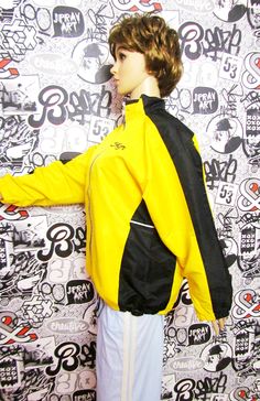 "black yellow Windbreaker Jacket womens Clothing yellow Jacket athletic Clothing 90s Sport Coat Sports Jacket Windbreaker athletic jackets L height of the woman in the photo - 180 cm Please refer to photos for details of condition. Condition: used, signs of age and wear see pictures Measurements: Length: 66 cm/ 26 \" Sleeve from the neck: 68 cm/26.8\" Bust: 112 cm/44.1\"\" Hips: 100 cm/43.3 \" Size L note The color on the pictures may vary due to monitor settings and light reflections. Ready to Sporty Stretch Track Jacket For Streetwear, Yellow Hooded Windbreaker For Streetwear, Hooded Yellow Windbreaker For Streetwear, Yellow Long Sleeve Windbreaker For Streetwear, Casual Yellow Windbreaker For Sports, Yellow Retro Windbreaker For Streetwear, Yellow Long Sleeve Track Jacket For Outdoor, Retro Yellow Windbreaker For Streetwear, Sporty Yellow Long Sleeve Outerwear