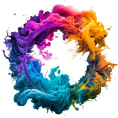 the colors are being mixed together to create a circular shape