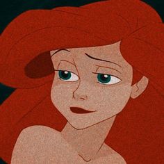 ariel from the little mermaid with blue eyes and red hair, looking at the camera