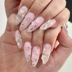 Nails Cute Pink, Fairycore Nails, Douyin Nails, Belle Nails, December Nails, Nails Cute, Gel Nails Diy, Pink Aura, Pretty Gel Nails