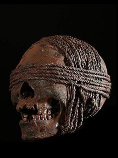 a skull with braids on it's head