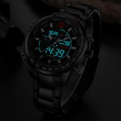 Item Type: Wristwatch Movement: Quartz, Digital Display Type: Analog, LED Material: Stainless Steel, Hardlex Case Shape: Round Clasp Type: Buckle Water Resistance Depth: 3 Bar Case Diameter: 4.8 cm / 1.89 inch Case Thickness: 1.6 cm / 0.63 inch Band Length: 24.5 cm / 9.65 inch Band Width: 24 cm / 9.45 inch Package Dimensions: 20 x 13 x 3 cm / 7.87 x 5.12 x 1.18 inch Package Weight: 0.21 kg / 0.46 lbs Package Includes: 1 x Wristwatch Tactical Watch, Stylish Watches Men, Men's Watches Luxury, Mens Sport Watches, Military Watches, Fine Watches, Display Design, Quartz Clock, Luxury Watches For Men