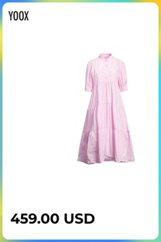 taffeta, no appliqués, solid color, mandarin collar, short sleeves, unlined, button closing, multipockets, shirt dress , Color: Pink , Size: 2 Lorenzo Serafini, Color Rosa, Mandarin Collar, Philosophy, Size 2, Shirt Dress, Midi Dress, Short Sleeves, Solid Color