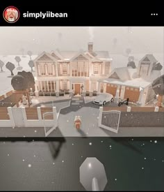 an animated image of a house in the middle of winter with snow falling on it