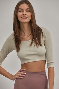 Our high quality seamless quarter sleeve square neck crop top. *also comes in chocolate Seamless Cropped Beige Top, Seamless Top, Neck Crop Top, Quarter Sleeve, Square Neck, Crop Top, Crop Tops, Square, High Quality