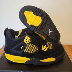 Brand New, Og Box Included!!! Yellow Air Jordan 4 With Boost Midsole For Sports, Yellow Air Jordan 4 Lace-up Sports Shoes, Yellow Air Jordan 4 Sporty Streetwear, Yellow Air Jordan 4 Sporty Shoes With Branded Insole, Yellow Air Jordan 4 Sports Shoes With Round Toe, Yellow Air Jordan 4 With Boost Midsole For Streetwear, Yellow Air Jordan 4 Cushioned For Streetwear, Yellow High-top Air Jordan 4 With Branded Insole, Yellow Air Jordan 4 Lace-up For Streetwear