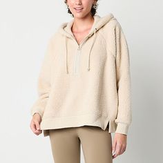 Made from recycled knit, this oversized sherpa pullover women's hoodie from Arizona Jeans Co. is a comfy layer to relax in cold-weather. It has a half-zip closure with raglan long sleeves, and ribbed trim. Style it over a t-shirt with leggings and sneakers.Closure Type: ZipperFit: Regular FitNeckline: Hooded NeckSleeve Length: Long SleeveSleeve Style: Cuffed SleeveApparel Length: 24.75 InchesFiber Content: 75% Polyester, 25% Recycled PolyesterFabric Description: Faux FurCare: Tumble Dry, Machine Women's Hoodie, Sherpa Pullover, Arizona Jeans, Zipper Hoodie, Women Pullover, Half Zip, Cold Weather, Women Long Sleeve, Hoodies Womens