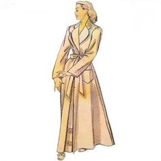 1940's Lady's housecoat /dressing gown. Why not create an ultra-stylish addition to your wardrobe featuring collar, pockets and notched collar. Offered here as: Paper Pattern or the Original Pattern. This pattern is also available as a PDF download: https://www.etsy.com/uk/listing/663210061/pdf-vintage-1940s-easy-sewing-pattern Skill Level: Intermediate Size Guide: Bust: 38" (96.5cm) Waist: 30" (76.2cm) Hip: 41" (104.2cm) Length 57" Sewing Notions: Matching thread Fabric Amount Guideline:  Mater Pattern Grading, 1950s Sewing Patterns, Easy Sewing Patterns, Couture Vintage, Paper Pattern, Stretch Velvet, Dressing Gown, Notched Collar, Sewing Notions