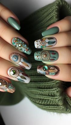 Nails June, Boho Nails, Unghie Nail Art, New Years Eve Nails, Colorful Nails, Her Nails, Fall Nail Art, New Year's Nails, Nail Designs Spring