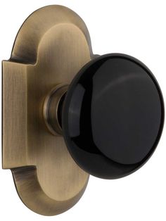 an image of a door handle with black knob