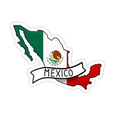 the flag and map of mexico sticker is shown in red, white, and green