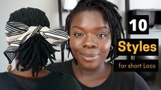 Styling Short Dreads Black Women, Short Locs Hairstyles With Scarf, Styles For Short Dreads For Women, Short Loc Wrap Styles, Style Dreads For Women, How To Style Short Locs Black Women, Styling Short Dreadlocks, Loc Styles Medium Updo Women Short, Locs Hairstyles For Women Short Updo