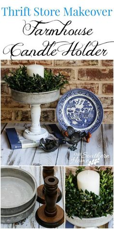 the thrift store makeover farmhouse candle holder