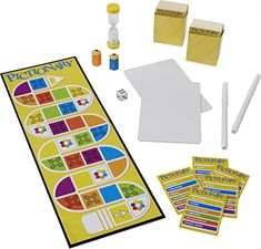 a board game set up with markers and cards