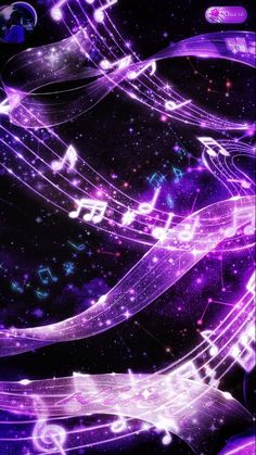 an abstract purple background with musical notes