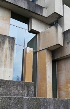 a building that has some concrete blocks on it