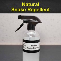 a bottle of natural snake repellent sitting on top of a table with the words natural snake repellent above it