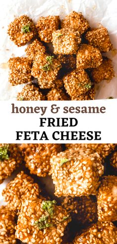 Fried Feta with Honey and Sesame Seeds Recipe Fried Feta Cheese Recipes, Gluten Free Feta Recipes, Greek Fried Feta With Honey, Appetizer Recipes Dinner Party, Feta Saganaki Greek Recipes, Vegetarian Recipes New Years Eve, Greek Recipes Gluten Free, Greek Food Authentic, Feta Dishes Dinners