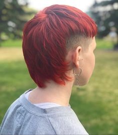 Red Mullet Hair, Rat Tail Haircut, Pixie Mohawk, Red Mohawk, Pretty Short Hair, Mullet Hair, Red Mullet, Mohawk Mullet