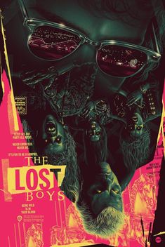 the lost boys movie poster with an image of three gorillas and one man wearing sunglasses