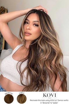 Rambut Brunette, Blonde Highlights On Dark Hair, Brunette Hair With Highlights, Gorgeous Hair Color, Brown Hair With Blonde Highlights, Long Hair Color, Brown Hair Balayage, Balayage Hair Blonde, Highlights Brown Hair