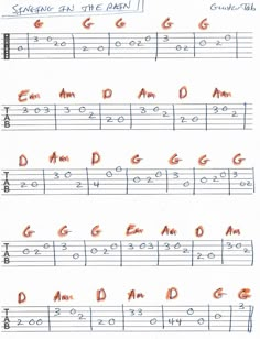 the guitar tab is shown with notes and notations