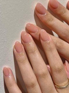 Small Hand Nails, Short Almond Nails Natural Color, Rounded Almond Nails Short, 2024 Nude Nails, Short Acrylic Round Nails, Round Natural Nails Short, Nude Nails Gel Short, Short Round Oval Nails, Extra Small Almond Nails