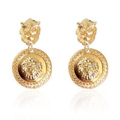 PRICES MAY VARY. Title: KaFu Statement Lion Head Earrings Big Coin Gold Circle Baroque Animal Dangle Earrings Vintage 80's Women Girls Dainty Gift. Product Type: Departments > Women > Jewelry > Earrings > Drop & Dangle Wife Style, Golden Coin, 80s Women, Gold Lion, Earrings Big, Coin Earrings, Gold Circle, Gift Product, Big Earrings