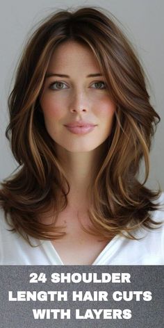 Embrace the trend with 24 shoulder length hairstyles with layers, each cut to perfection to give you a fresh, modern look that's bound to turn heads. Hairstyles For Thick Shoulder Length Hair, One Handed Hairstyles, Hairstyles For 2024 Women, Medium Length Hair With Lots Of Layers, Mid Length Hairstyles For Round Faces, Mid Length Hair With Layers Side Part, Style Front Bangs, Layered Medium Haircuts, Shoulder Length Haircuts With Layers