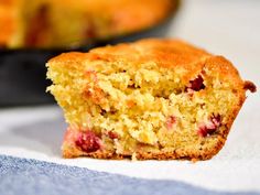 a close up of a muffin on a table