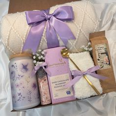 a gift box with items from the spa