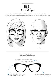 When it comes to finding the perfect fitting glasses, a lot depends on your individual face shape. Different frame styles can either play up... Face Shape Guide, Glasses For Oval Faces, Oval Face Men, Glasses For Face Shape, Face Shapes Guide, Glasses Frames Trendy, Glasses For Your Face Shape, Oval Eyeglasses