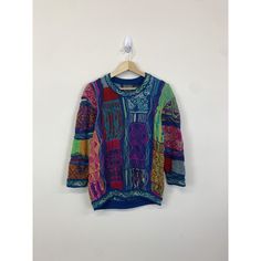 Used condition check dimensions before buying Pit to Pit:17.5 Length:25 Sleeve Length:18.5 E444 Patterned Jacquard Knit Crew Neck Tops, Blue Patchwork Crew Neck Sweater, Patterned Jacquard Knit Crew Neck Sweater, Multicolor Long Sleeve Top With Fair Isle Pattern, Vintage Jacquard Knit Tops, Multicolor Textured Knit Crew Neck Sweater, Multicolor Knit Patchwork Tops, Fitted Vintage Multicolor Sweater, Vintage Patterned Crew Neck Sweater