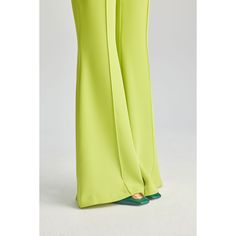 These striking trousers are designed to make a bold fashion statement. The high-waisted, flared silhouette creates a dramatic shape that elongates the legs. The clean lines and tailored fit ensure a polished and sophisticated look. Its light crepe fabric makes it perfect for any occasion. 100% Polyester  Machine Cold Wash Spring Party Wide-leg Dress Pants, Elegant Summer Wide Leg Elastane Pants, Elegant Stretch Flares, Chic Wide Leg Elastane Pants For Spring, Chic High-waisted Flares For Summer, Chic Wide Leg Elastane Pants For Party, Elegant Stretch Flares For Spring, Elegant Party Flares, Chic Stretch Flare Trousers