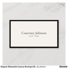 a business card with the words, coutney johnson new york in black and white