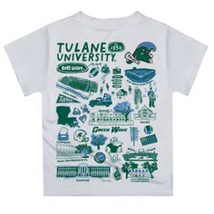 Let your kiddo look cool in his new Vive La Fete Impressions hand sketched artwork boys tee shirt. Let him play, go to the game, and cheer loudly and proudly with his Tulane University Green Wave gear by Vive La Fete.Celebrate and cheer on game day with our classic design Tulane University Green Wave Short Overstitched Crew Neck Sleeve Top. Officially Licensed product sold by Vive La Fete.This awesome graphics, fun and game day crew neck t-shirt features officially licensed Tulane University Gre College Shirt Design, Tulane Green Wave, College Shirt, Tulane University, Senior Shirts, University Shirt, Green Wave, College Shirts, Hand Sketch