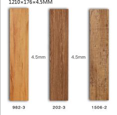 three different types of wood planks are shown in the same size and width, along with