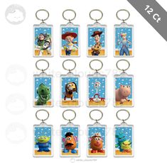 the toy story keychain is shown with six different characters in each character's avatar