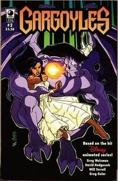 the cover to gargoyles comic book, with an image of a woman and man