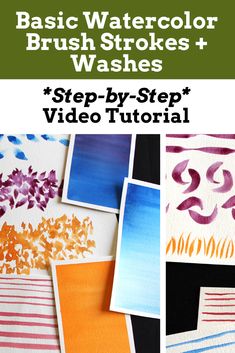 Watercolor Washes and Brush Stroke Exercises Watercolor Learning, Watercolor For Beginners, Watercolor Brushstrokes, Art Fundamentals, Watercolor Painting Tutorial, Watercolor Brush Strokes, Painting Stuff