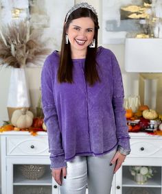 Introducing our "Snuggle Me Up Oversized Top" in a luxurious violet hue – the epitome of comfort and style. Available in two size options, S/M and L/XL, this washed baby waffle long sleeve top offers an oversized fit with raw edge details and a flattering round hem. Snuggle Me, Waffle Long Sleeve, Oversized Top, Cozy Fashion, Raw Edge, Fashion Games, Long Sleeve Top, Fashion Forward, Long Sleeve Tops