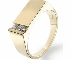 a gold ring with three diamonds on it