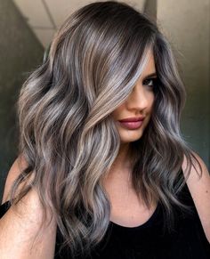 Gray Brown Hair with Silver Streaks Bronde Money Piece, Highlights Bronde, 2022 Hair Color, Brown Hair With Silver Highlights, Face Framing Highlights, Natural White Hair, Grey Brown Hair, Ash Grey Hair, Dark Grey Hair