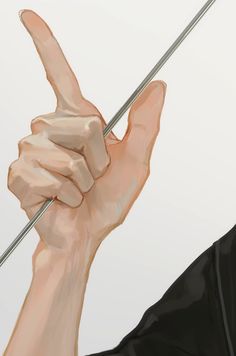 a drawing of a hand holding a stick