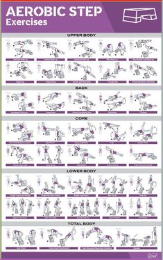 the aeroic step exercises poster shows how to use an exercise machine for back pain