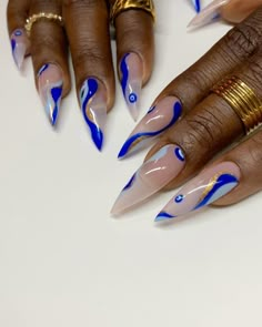 Funky Blue Nail Designs, Evil Eye Nail Art, Evil Eye Nail, Blue Stiletto Nails, Stiletto Nail Designs, Stilleto Nails Designs, Evil Eye Nails, Water Nails, Eye Nail Art